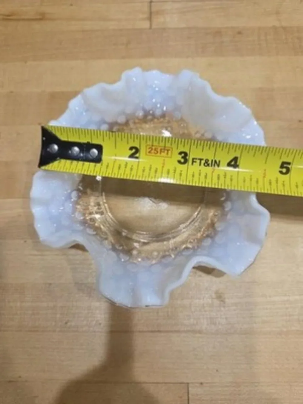 Vintage Fenton French Opalescent Hobnail Ruffled Dish Small Candy Bowl 5